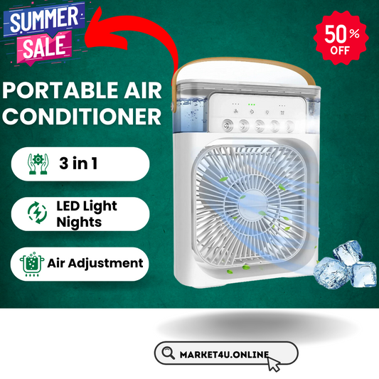 Portable 3 In 1 Air Conditioner Fan For Home With LED Night Lights And Humidifier